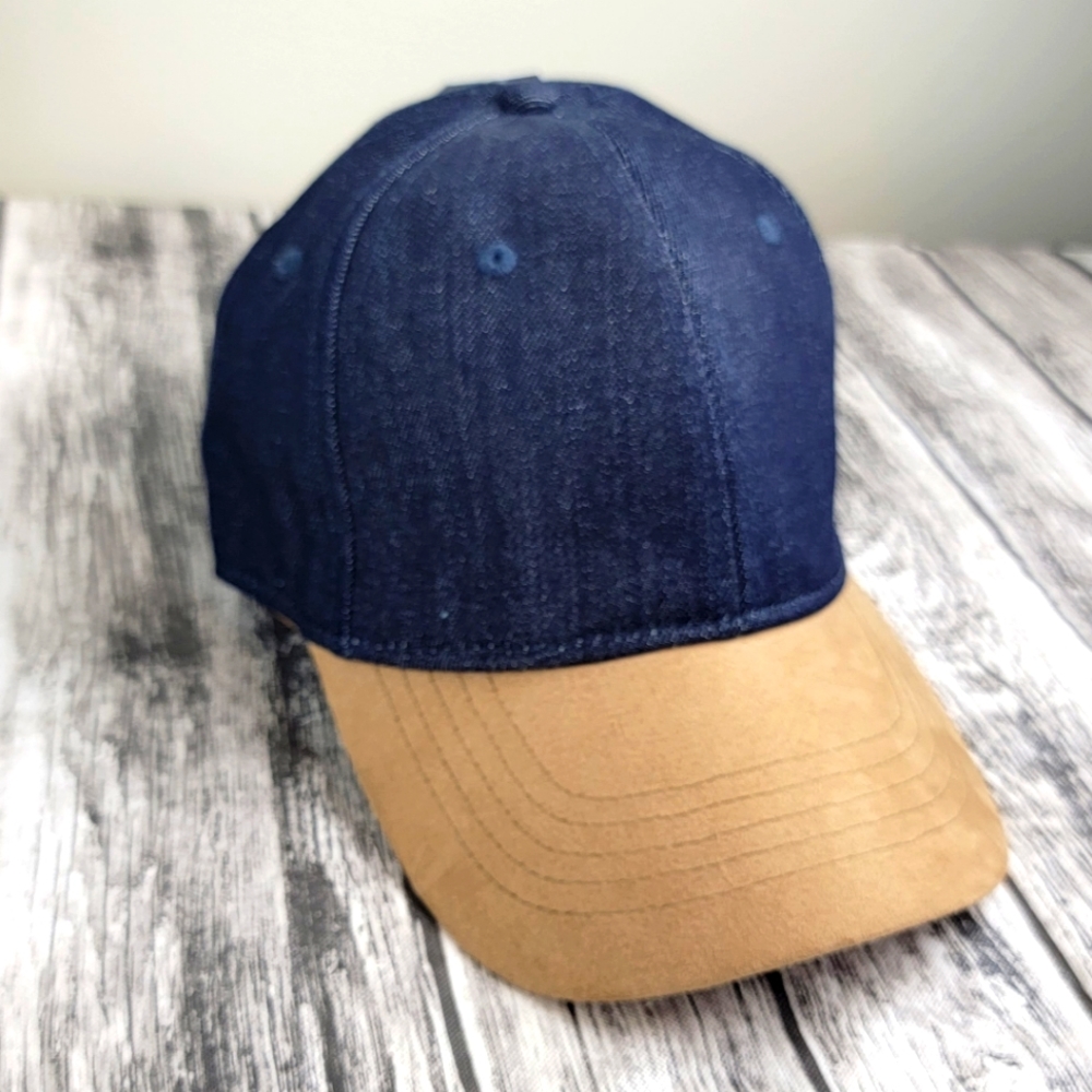Denim and faux Suede Baseball Hat